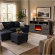 Pemberly Row 3Pc Set of TV Stand with Fireplace & Sectional Sofa with Ottoman