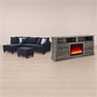 Pemberly Row 3Pc Set of TV Stand with Fireplace & Sectional Sofa with Ottoman