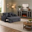  Pemberly Row Living Room Set of 2 - Fireplace TV Console and Sleeper Loveseat
