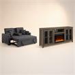  Pemberly Row Living Room Set of 2 - Fireplace TV Console and Sleeper Loveseat