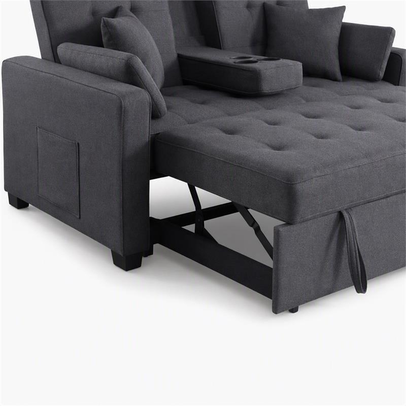  Pemberly Row Living Room Set of 2 - Fireplace TV Console and Sleeper Loveseat