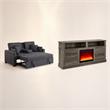  Pemberly Row Living Room Set of 2 - Fireplace TV Stand and Sleeper Loveseat
