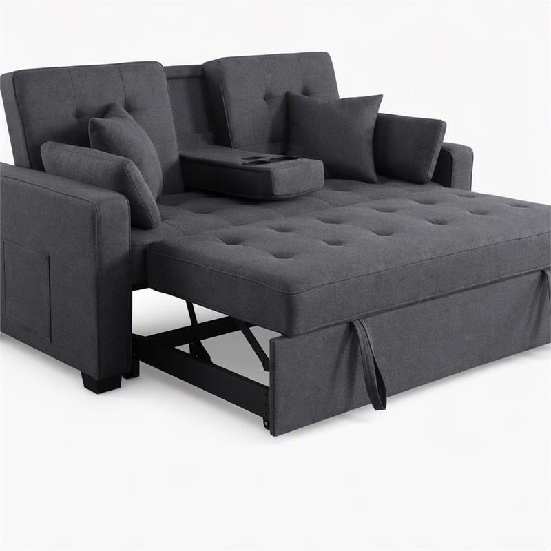 Pemberly Row Living Room Set of 2 - Fireplace TV Stand and Sleeper Loveseat