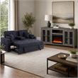  Pemberly Row Living Room Set of 2 - Fireplace TV Console and Sleeper Loveseat