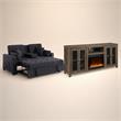  Pemberly Row Living Room Set of 2 - Fireplace TV Console and Sleeper Loveseat