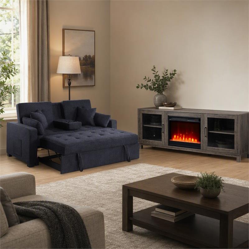  pemberly row living room set of 2 - fireplace tv stand and sleeper loveseat