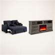  Pemberly Row Living Room Set of 2 - Fireplace TV Stand and Sleeper Loveseat