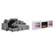 Pemberly Row 2-Piece Set of Sleeper Sectional Sofa & TV Stand with Fireplace