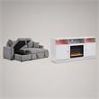 Pemberly Row 2-Piece Set of Sleeper Sectional Sofa & TV Stand with Fireplace