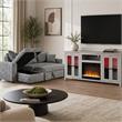 Pemberly Row 2-Piece Set of Sleeper Sectional Sofa & TV Stand with Fireplace