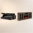 Pemberly Row 2-Piece Set of Sleeper Sectional Sofa & TV Stand with Fireplace