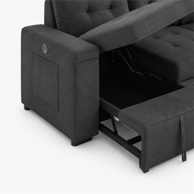 Pemberly Row 2-Piece Set of Sleeper Sectional Sofa & TV Stand with Fireplace