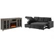 Pemberly Row 2-Piece Set of Sleeper Sectional Sofa & TV Stand with Fireplace