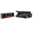 Pemberly Row 2-Piece Set of Sleeper Sectional Sofa & TV Stand with Fireplace
