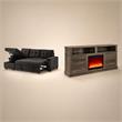 Pemberly Row 2-Piece Set of Sleeper Sectional Sofa & TV Stand with Fireplace