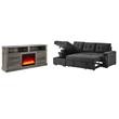 Pemberly Row 2-Piece Set of Sleeper Sectional Sofa & TV Stand with Fireplace
