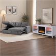 Pemberly Row 2-Piece Set of Sleeper Sectional Sofa & TV Stand with Fireplace