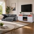 Pemberly Row 2-Piece Set of Sleeper Sectional Sofa & TV Stand with Fireplace