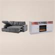 Pemberly Row 2-Piece Set of Sleeper Sectional Sofa & TV Stand with Fireplace
