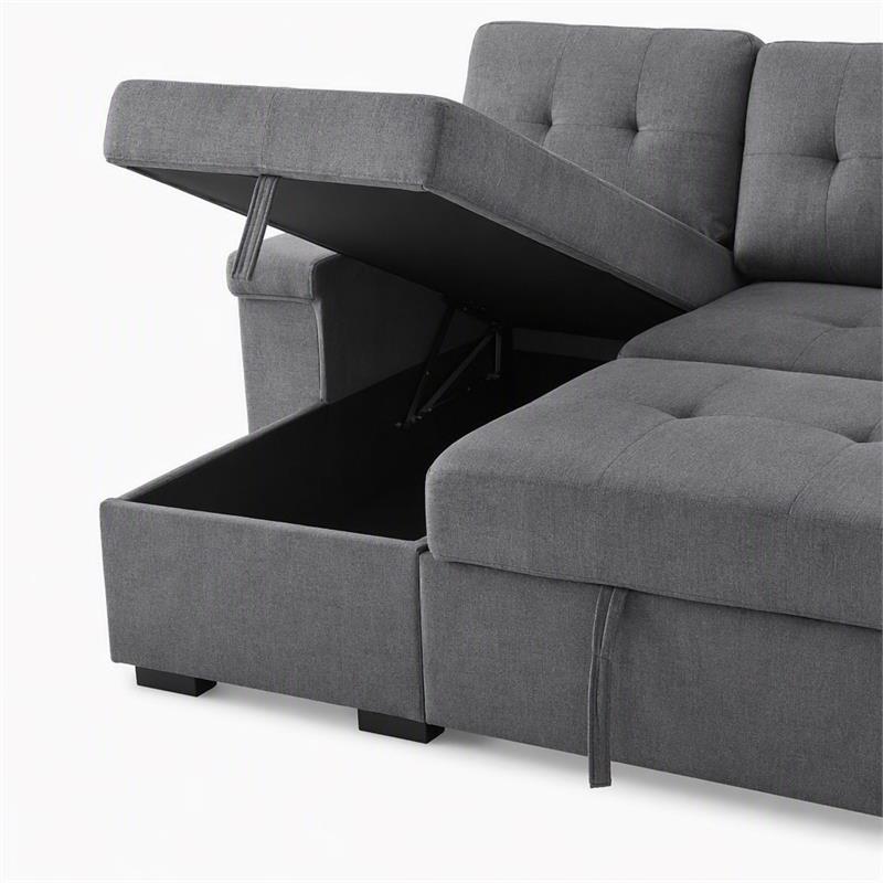 Pemberly Row 2-Piece Set of Sleeper Sectional Sofa & TV Stand with Fireplace
