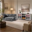 Pemberly Row 2-Piece Set of Sleeper Sectional Sofa & TV Stand with Fireplace