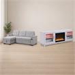 Pemberly Row 2Pc Set of Sleeper Sectional Sofa and TV Stand with Fireplace