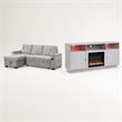 Pemberly Row 2Pc Set of Sleeper Sectional Sofa and TV Stand with Fireplace