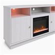 Pemberly Row 2Pc Set of Sleeper Sectional Sofa and TV Stand with Fireplace