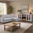 Pemberly Row 2Pc Set of Sleeper Sectional Sofa and TV Stand with Fireplace