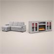 Pemberly Row 2Pc Set of Sleeper Sectional Sofa and TV Stand with Fireplace