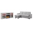 Pemberly Row 2Pc Set of Sleeper Sectional Sofa and TV Stand with Fireplace