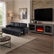 Pemberly Row Living Room Set of 2 Leather Sleeper Sofa and Fireplace TV Console