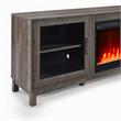 Pemberly Row Living Room Set of 2 Leather Sleeper Sofa and Fireplace TV Console