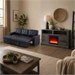 Pemberly Row Living Room Set of 2 Leather Sleeper Sofa and Fireplace TV Console