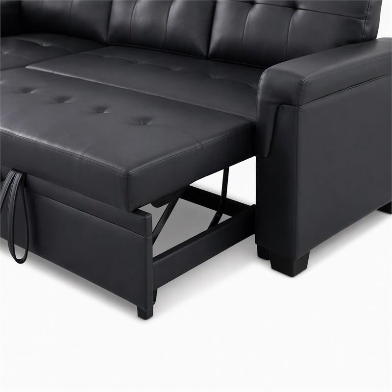 Pemberly Row Living Room Set of 2 Leather Sleeper Sofa and Fireplace TV Console