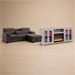 Pemberly Row Living Room Set of 2 Fireplace TV Stand & Sleeper Sectional Sofa