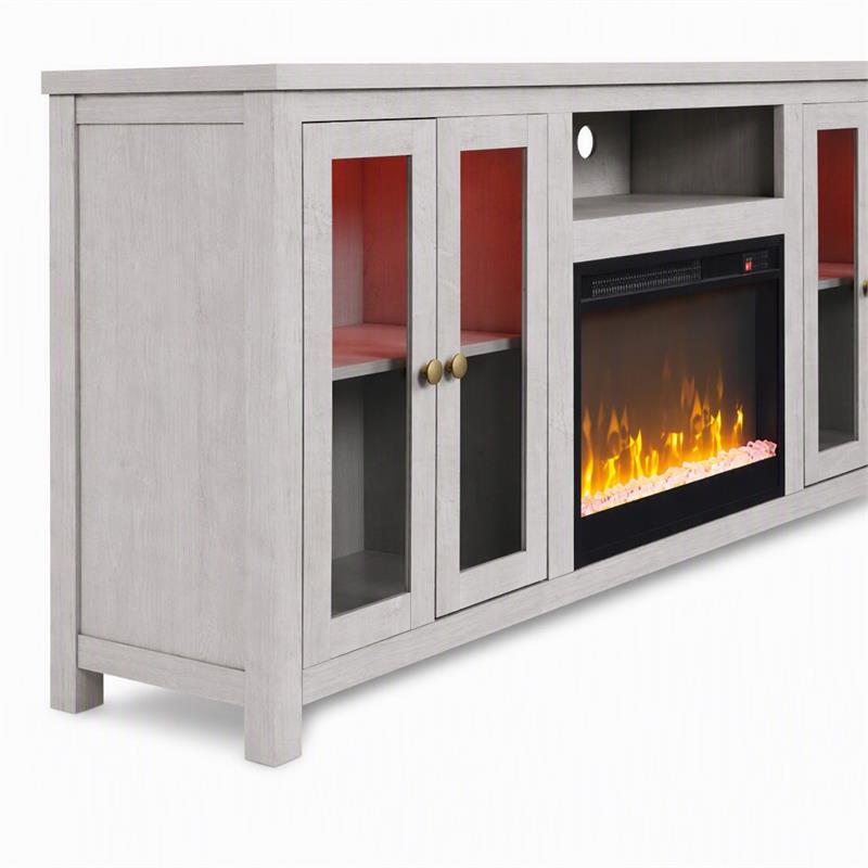 Pemberly Row Living Room Set of 2 Fireplace TV Stand & Sleeper Sectional Sofa