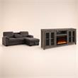 Pemberly Row Living Room Set of 2 Fireplace TV Stand & Sleeper Sectional Sofa