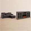 Pemberly Row Living Room Set of 2 Fireplace TV Stand & Sleeper Sectional Sofa