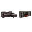 Pemberly Row Living Room Set of 2 Fireplace TV Stand & Sleeper Sectional Sofa