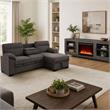 Pemberly Row Living Room Set of 2 Fireplace TV Stand & Sleeper Sectional Sofa