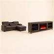 Pemberly Row Living Room Set of 2 Fireplace TV Stand & Sleeper Sectional Sofa