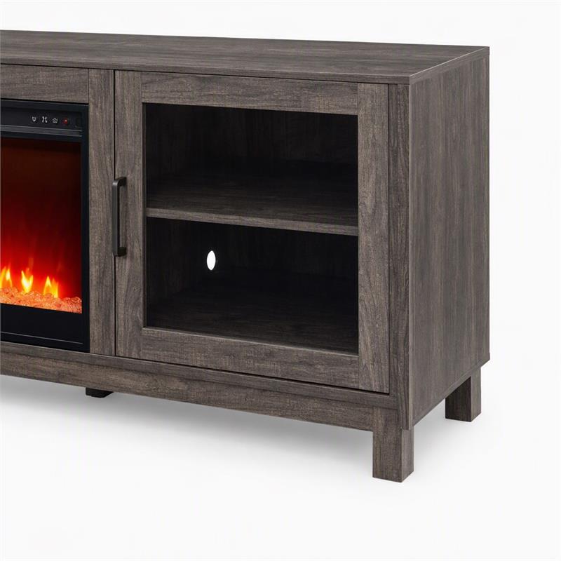 Pemberly Row Living Room Set of 2 Fireplace TV Stand & Sleeper Sectional Sofa