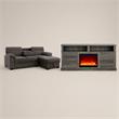 Pemberly Row Living Room Set of 2 Fireplace TV Stand & Sleeper Sectional Sofa