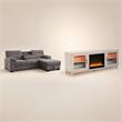 Pemberly Row Living Room Set of 2 Fireplace TV Stand & Sleeper Sectional Sofa
