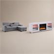Pemberly Row Living Room Set of 2 Fireplace TV Stand & Sleeper Sectional Sofa