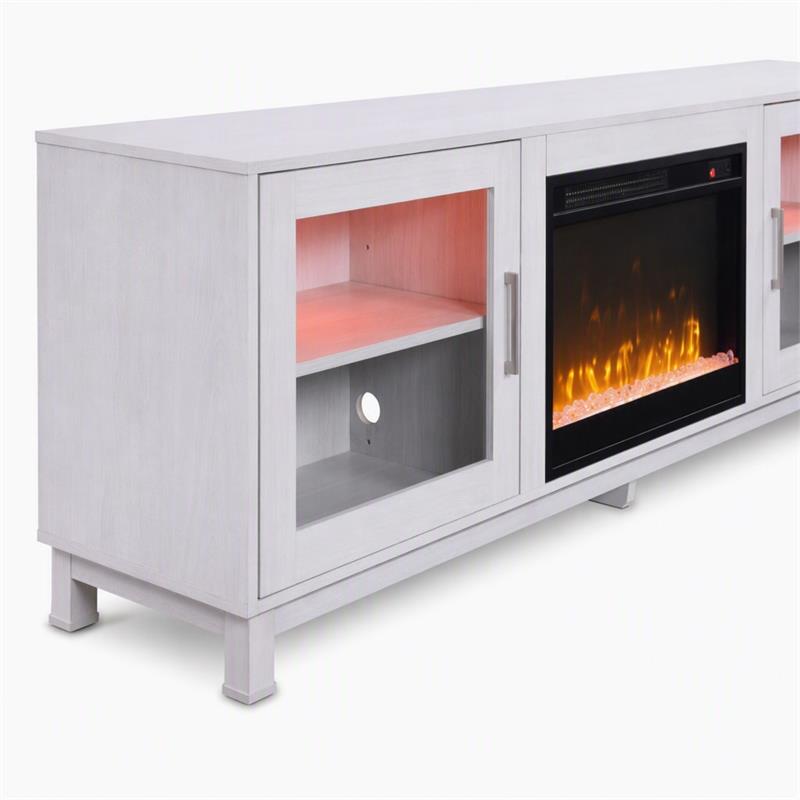 Pemberly Row Living Room Set of 2 Fireplace TV Stand & Sleeper Sectional Sofa