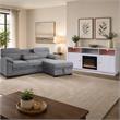 Pemberly Row Living Room Set of 2 Fireplace TV Stand & Sleeper Sectional Sofa