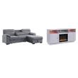 Pemberly Row Living Room Set of 2 Fireplace TV Stand & Sleeper Sectional Sofa