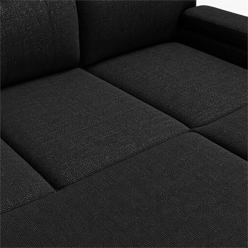 Pemberly Row Set of 2 Fireplace TV Console and Black Sleeper Sectional Sofa